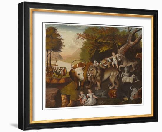 Peaceable Kingdom (Oil on Canvas)-Edward Hicks-Framed Giclee Print