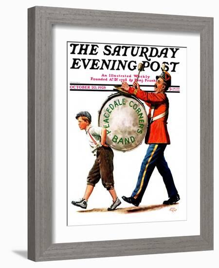 "Peacedale Corners Band," Saturday Evening Post Cover, October 20, 1928-Alan Foster-Framed Giclee Print