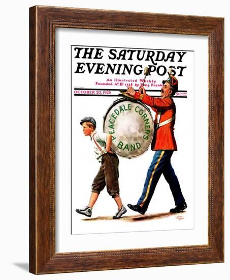 "Peacedale Corners Band," Saturday Evening Post Cover, October 20, 1928-Alan Foster-Framed Giclee Print