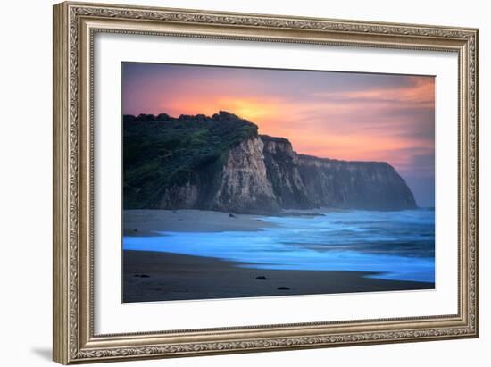 Peaceful Fire Sunset Sky Near Santa Cruz, California Coast-Vincent James-Framed Photographic Print