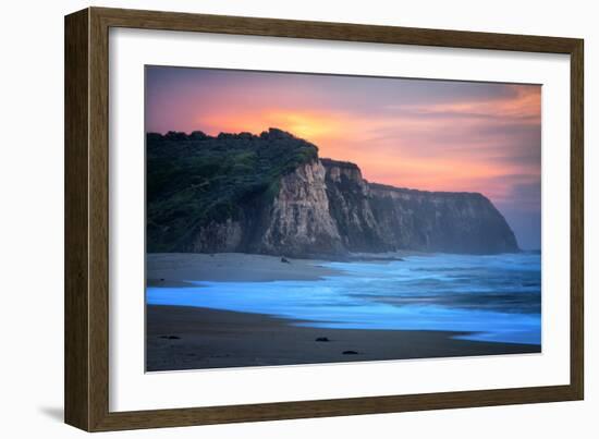 Peaceful Fire Sunset Sky Near Santa Cruz, California Coast-Vincent James-Framed Photographic Print