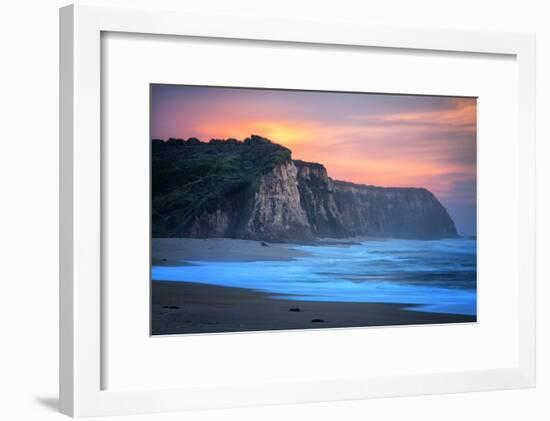 Peaceful Fire Sunset Sky Near Santa Cruz, California Coast-Vincent James-Framed Photographic Print