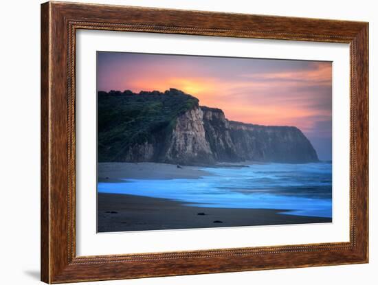 Peaceful Fire Sunset Sky Near Santa Cruz, California Coast-Vincent James-Framed Photographic Print