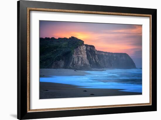 Peaceful Fire Sunset Sky Near Santa Cruz, California Coast-Vincent James-Framed Photographic Print