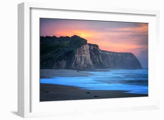 Peaceful Fire Sunset Sky Near Santa Cruz, California Coast-Vincent James-Framed Photographic Print