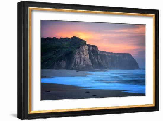 Peaceful Fire Sunset Sky Near Santa Cruz, California Coast-Vincent James-Framed Photographic Print