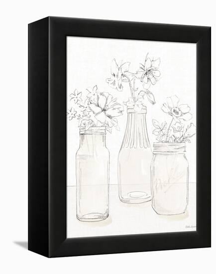 Peaceful Petals III Neutral-Beth Grove-Framed Stretched Canvas