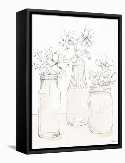 Peaceful Petals III Neutral-Beth Grove-Framed Stretched Canvas