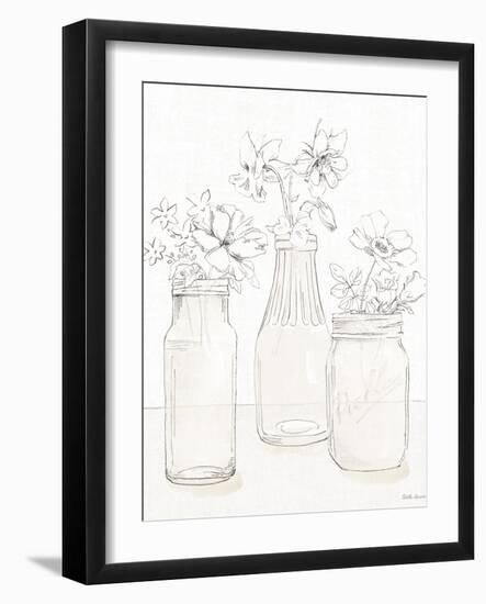Peaceful Petals III Neutral-Beth Grove-Framed Art Print