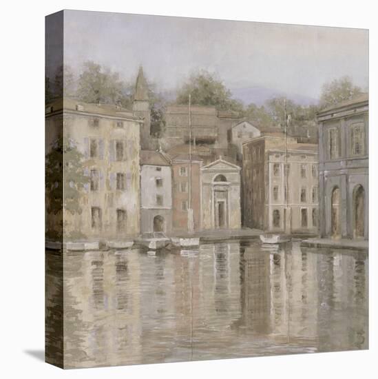 Peaceful View of Mirrored Villa-Longo-Framed Stretched Canvas