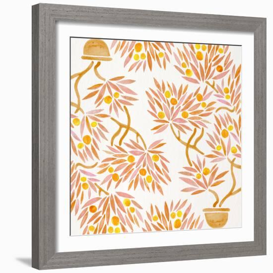 Peach Bonsai Orange Pattern-Cat Coquillette-Framed Giclee Print