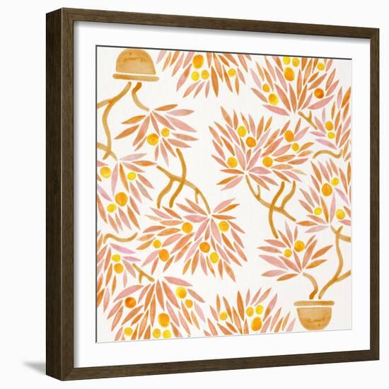 Peach Bonsai Orange Pattern-Cat Coquillette-Framed Giclee Print