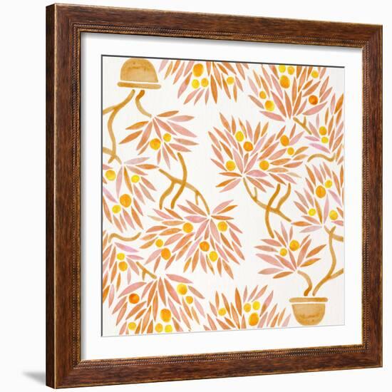 Peach Bonsai Orange Pattern-Cat Coquillette-Framed Giclee Print