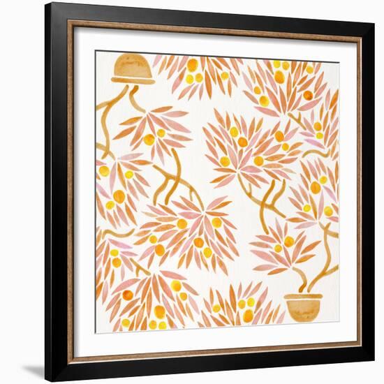 Peach Bonsai Orange Pattern-Cat Coquillette-Framed Giclee Print