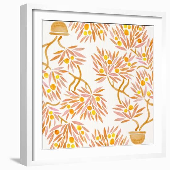 Peach Bonsai Orange Pattern-Cat Coquillette-Framed Giclee Print