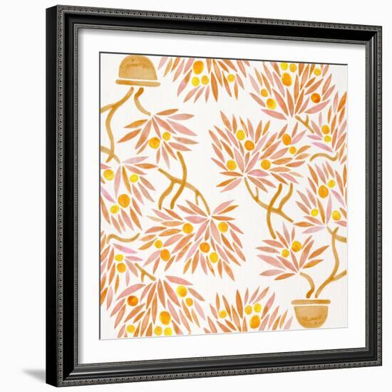 Peach Bonsai Orange Pattern-Cat Coquillette-Framed Giclee Print
