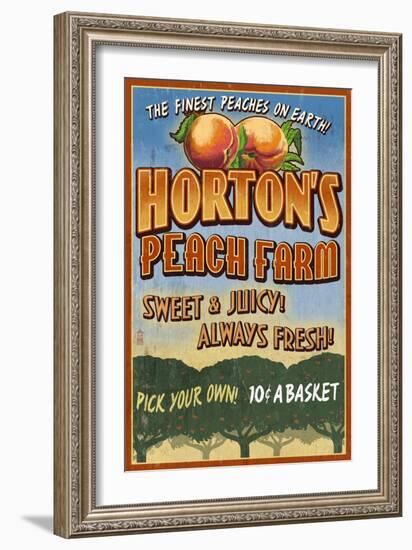 Peach Farm - Vintage Sign-Lantern Press-Framed Art Print