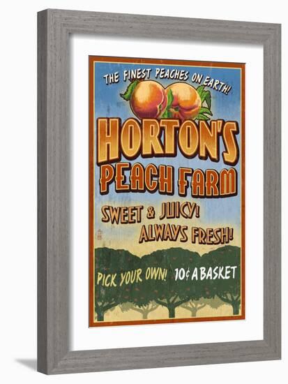 Peach Farm - Vintage Sign-Lantern Press-Framed Art Print