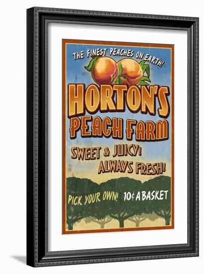 Peach Farm - Vintage Sign-Lantern Press-Framed Art Print