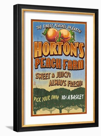 Peach Farm - Vintage Sign-Lantern Press-Framed Art Print