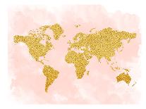 World Map 4-Peach & Gold-Art Print