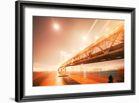 Peach Light Fantastic Cityscape at San Francisco Bay Bridge-Vincent James-Framed Photographic Print