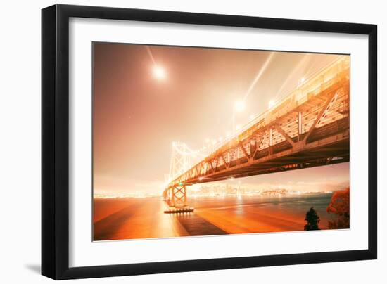 Peach Light Fantastic Cityscape at San Francisco Bay Bridge-Vincent James-Framed Photographic Print