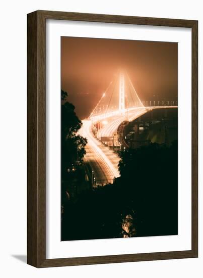 Peach Night Glow and Fog at Oakland Bay Bridge, Northern California-Vincent James-Framed Photographic Print