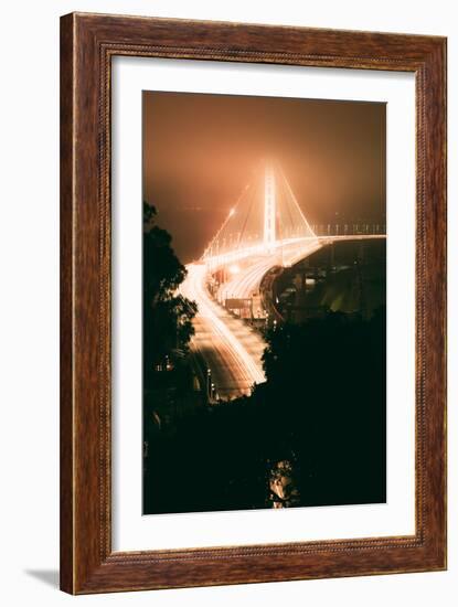 Peach Night Glow and Fog at Oakland Bay Bridge, Northern California-Vincent James-Framed Photographic Print