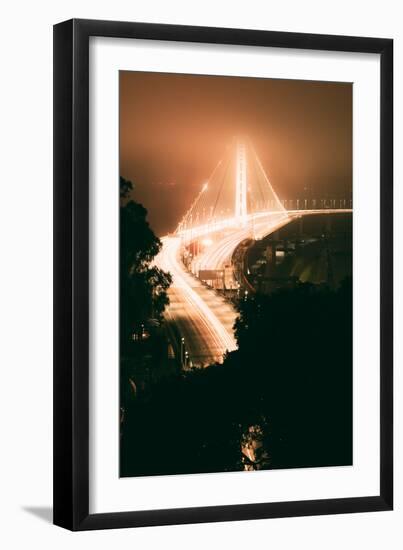 Peach Night Glow and Fog at Oakland Bay Bridge, Northern California-Vincent James-Framed Photographic Print
