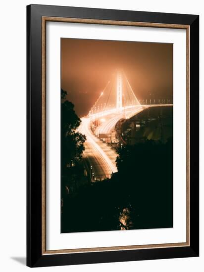 Peach Night Glow and Fog at Oakland Bay Bridge, Northern California-Vincent James-Framed Photographic Print