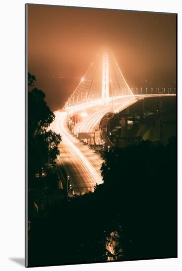 Peach Night Glow and Fog at Oakland Bay Bridge, Northern California-Vincent James-Mounted Photographic Print