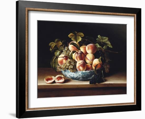 Peaches and Grapes in a Blue and White Chinese Porcelain Bowl, 1634-Louise Moillon-Framed Giclee Print