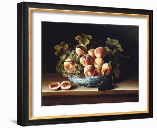 Peaches and Grapes in a Blue and White Chinese Porcelain Bowl, 1634-Louise Moillon-Framed Giclee Print