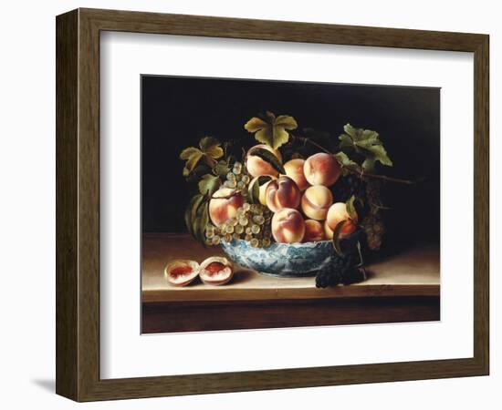 Peaches and Grapes in a Blue and White Chinese Porcelain Bowl, 1634-Louise Moillon-Framed Giclee Print