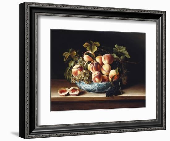 Peaches and Grapes in a Blue and White Chinese Porcelain Bowl, 1634-Louise Moillon-Framed Giclee Print