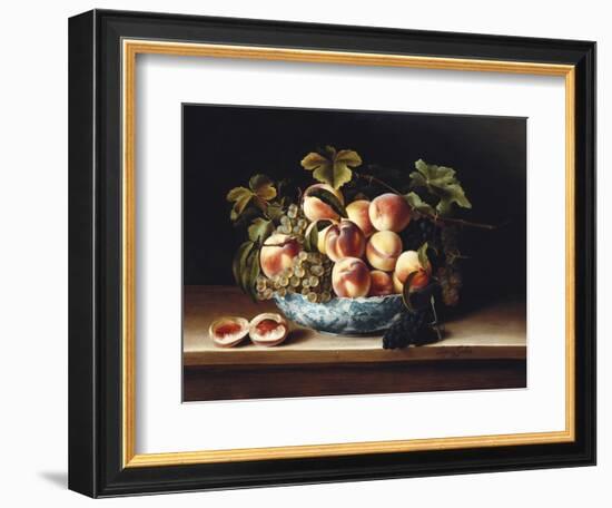 Peaches and Grapes in a Blue and White Chinese Porcelain Bowl, 1634-Louise Moillon-Framed Giclee Print