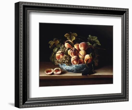 Peaches and Grapes in a Blue and White Chinese Porcelain Bowl Fruit Still Life, 1634-Louise Moillon-Framed Giclee Print