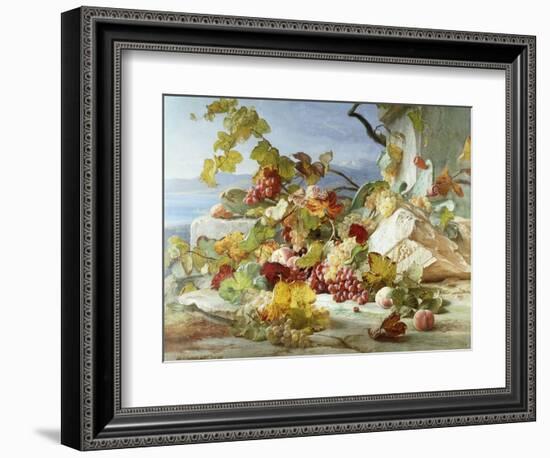 Peaches and Grapes in a Rocky Landscape-Theude Gronland-Framed Giclee Print