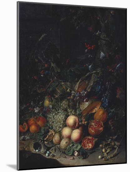 Peaches, Grapes, Pomegranates, Melons, a Corncob, Apricots, Plums, Pears, Acorns-Rachel Ruysch-Mounted Giclee Print