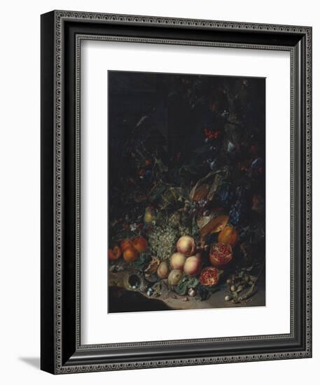 Peaches, Grapes, Pomegranates, Melons, a Corncob, Apricots, Plums, Pears, Acorns-Rachel Ruysch-Framed Giclee Print