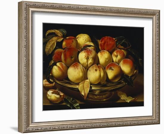 Peaches in a Silver-Gilt Bowl on a Ledge-Jacques Linard-Framed Giclee Print