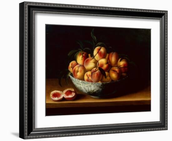 Peaches in a Wanli Kraak Porcelain Bowl on a Ledge-Louise Moillon-Framed Giclee Print