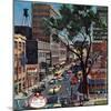 "Peachtree Street," June 25, 1960-John Falter-Mounted Giclee Print