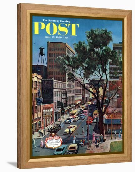 "Peachtree Street," Saturday Evening Post Cover, June 25, 1960-John Falter-Framed Premier Image Canvas