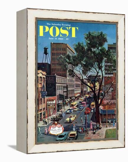 "Peachtree Street," Saturday Evening Post Cover, June 25, 1960-John Falter-Framed Premier Image Canvas