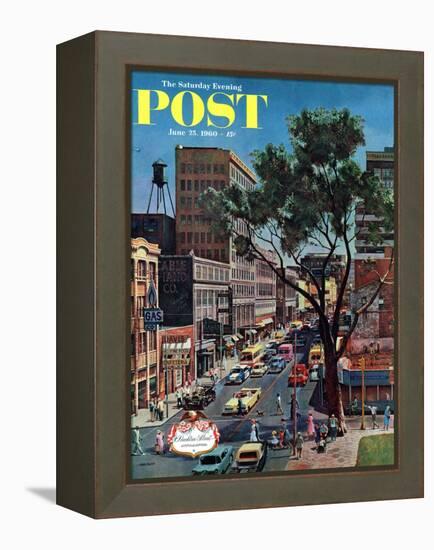 "Peachtree Street," Saturday Evening Post Cover, June 25, 1960-John Falter-Framed Premier Image Canvas