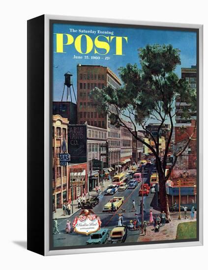 "Peachtree Street," Saturday Evening Post Cover, June 25, 1960-John Falter-Framed Premier Image Canvas