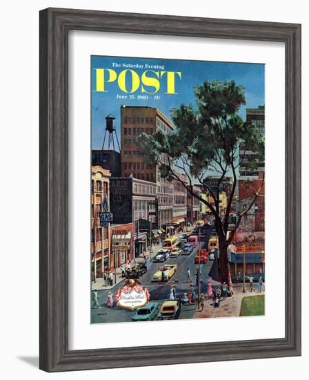 "Peachtree Street," Saturday Evening Post Cover, June 25, 1960-John Falter-Framed Premium Giclee Print