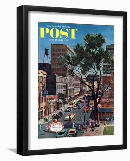 "Peachtree Street," Saturday Evening Post Cover, June 25, 1960-John Falter-Framed Premium Giclee Print